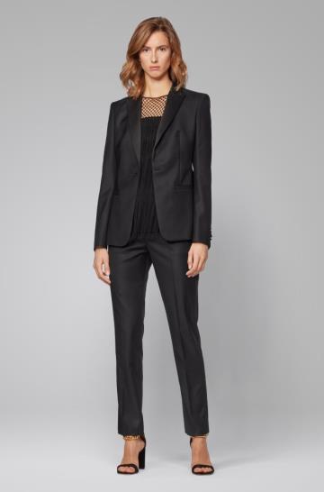 Spodnie Smokingowe BOSS Regular Fit Inspired Czarne Damskie (Pl55921)